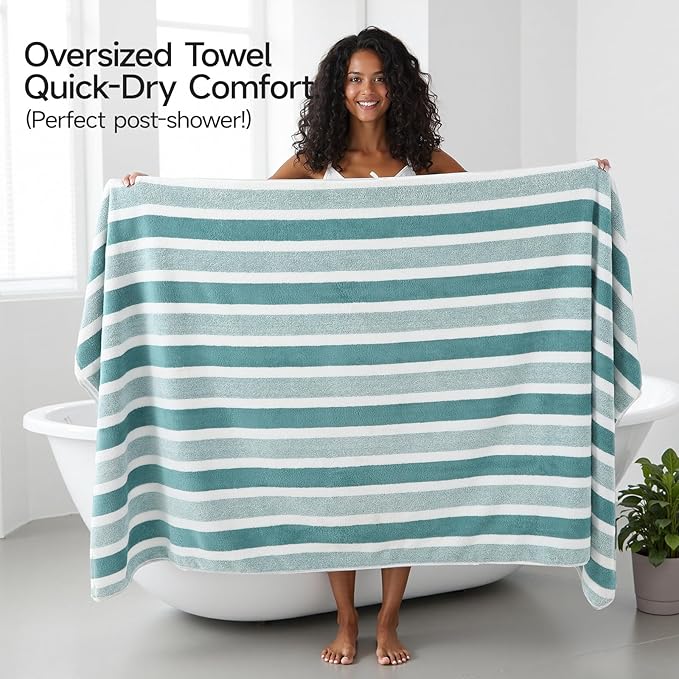 REDKISS Ultra Soft Bath Towel Set 6-Piece 35"x70" | 100% Microfiber, Highly Absorbent | Quick Dry Towels for Bathroom, Spa, Gym | 2 Bath, 2 Hand, 2 Washcloths | Green