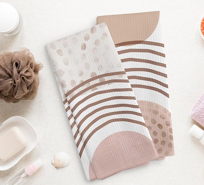 Boho Pink Kitchen Towels and Dishcloths Set of 2, Absorbent Hand Towels, Drying Cloth Hand Towels Tea Towels for Bathroom Kitchen, Gifts for Women Girls, 1624 Inches