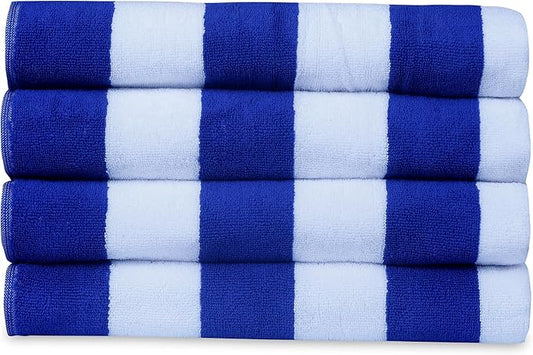 Casa Lino Large Beach Towel Set - Beach Towels Oversized - Highly Absorbent & Quick Dry Pool Towels - Soft 100% Cotton Large Bath Towel Set - 60" x 30" - Pack of 4 - (Turkish Sea Blue)