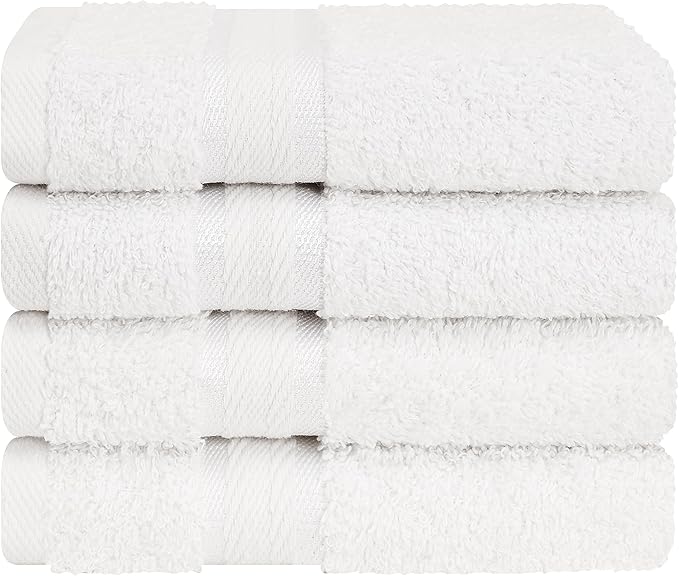 4 Pack Washcloth Set, 100% Cotton Wash Rags Towels for Bathroom, White