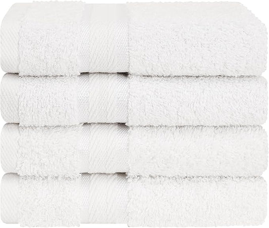 4 Pack Washcloth Set, 100% Cotton Wash Rags Towels for Bathroom, White