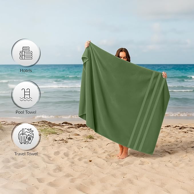 RIVERSIDE Pack of 2 Extra Large Bath Sheets 35 x 70 Inches - 100% Ring Spun Cotton Hotel Quality Oversized Bath Towels - Super Soft, Highly Absorbent & Quicker to Dry - Sage Green