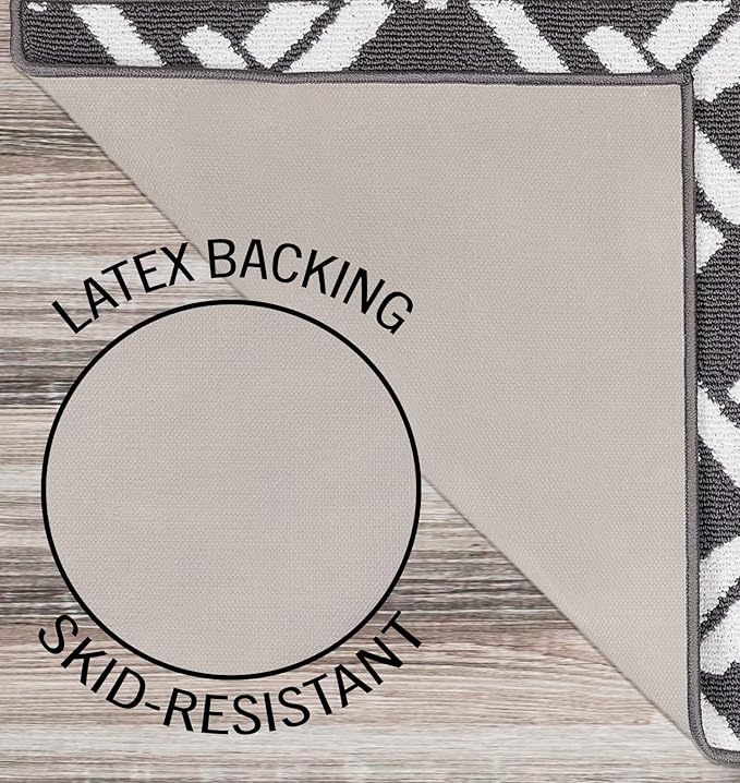 Nautica – Runner Rug | Indoor Runners for Hallways and Entry Rugs| Non-Slip and Non-Skid Entry and Kitchen Door Mat| Machine Washable Entryway Carpet Rugs | 26” x 45” | Chain Dark Grey