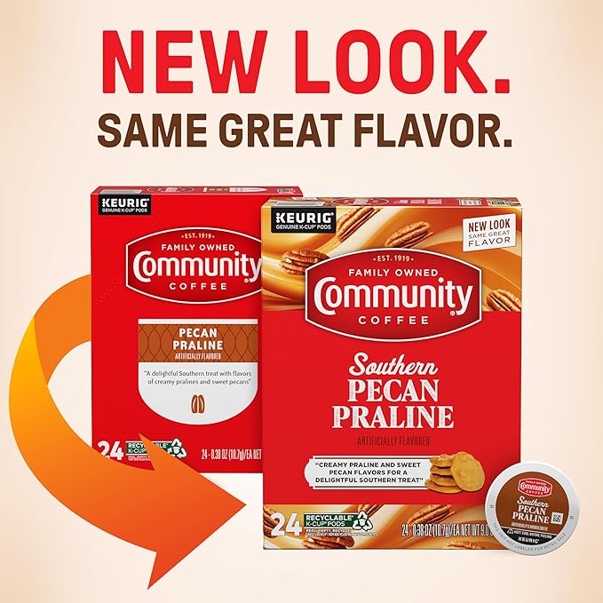 Community Coffee Southern Pecan Praline Flavored 24 Count Keurig K-Cup Coffee Pods, Medium Roast, 24 Count (Pack of 1)