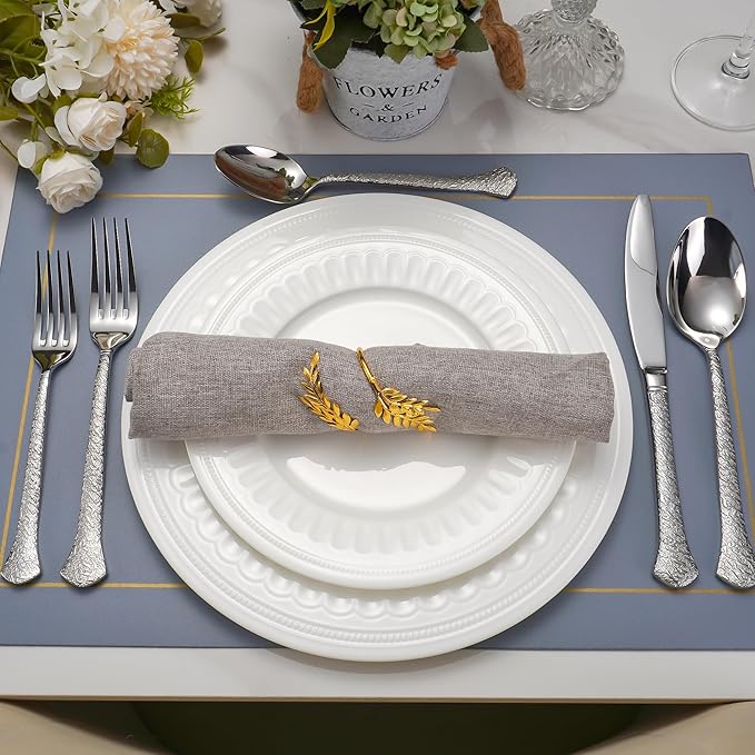 60-Piece Hammered Silverware Set for 12, 18/10 Stainless Steel Flatware Set, Heavy Duty Silverware Set Premium High End, Dishwasher Safe, Ideal for Gift