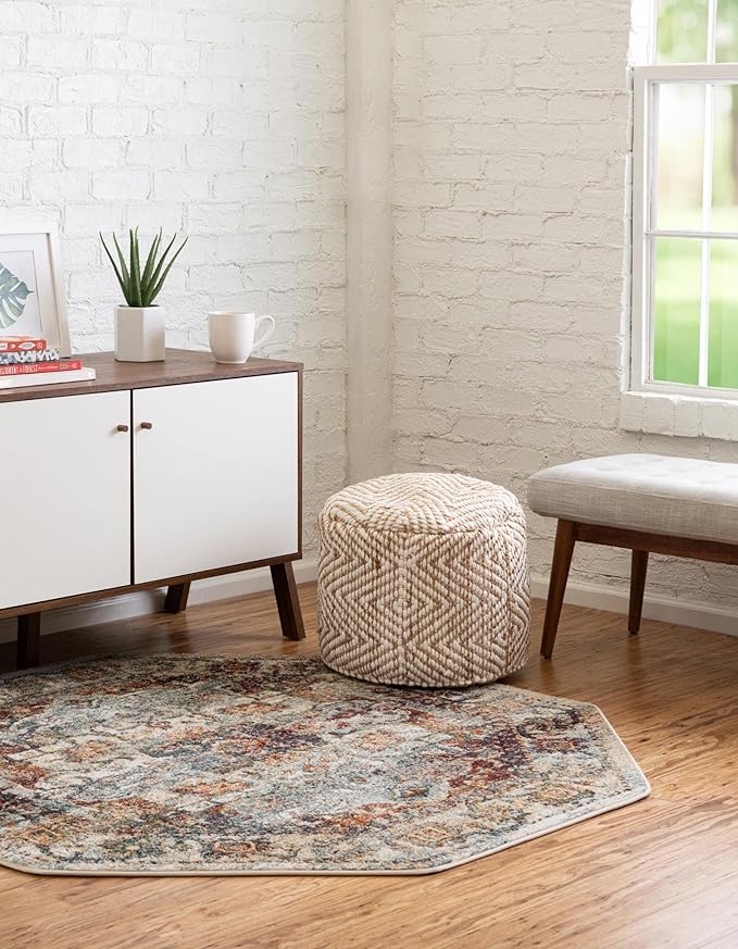 Unique Loom Isabella Collection Area Rug - Adjani (5' 1" Octagon, Ivory/ Beige)