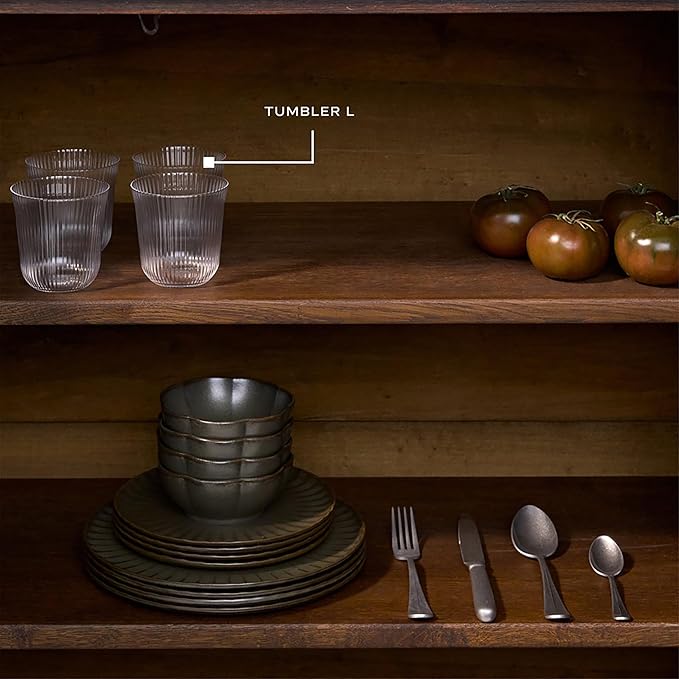 Serax Large Whiskey Glasses Drinking Set of 4 | Inku Glassware by Sergio Herman | Clear Glass Tumbler Cups without Lids | Home Essentials, Cocktail Glasses | Whisky, Beer, Juice, Water