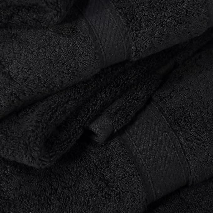 Superior Egyptian Cotton Pile 6 Piece Towel Set, Includes 2 Bath, 2 Hand, 2 Face Towels/Washcloths, Ultra Soft Luxury Towels, Thick Plush Essentials, Guest Bath, Spa, Hotel Bathroom, Black