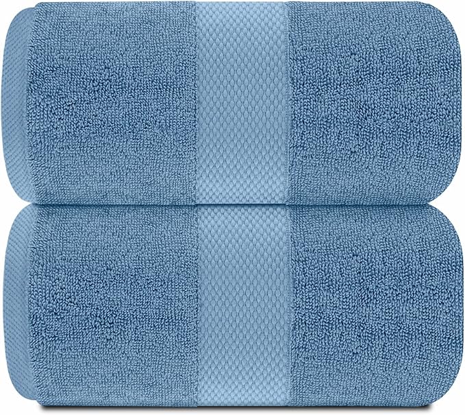 White Classic Luxury Soft Bath Sheet Towels - 650 GSM Cotton Luxury Bath Towels Extra Large 35x70 | Highly Absorbent and Quick Dry | Hotel Quality Extra Large Bath Towels Oversized, Light Blue, 2 Pack