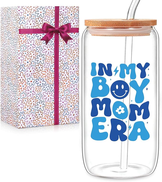 New Mom Christmas Gifts for Boys Pregnant,Expecting Mom,Mother's Day Postpartum Gifts After Birth - 16 Oz Coffee Glass