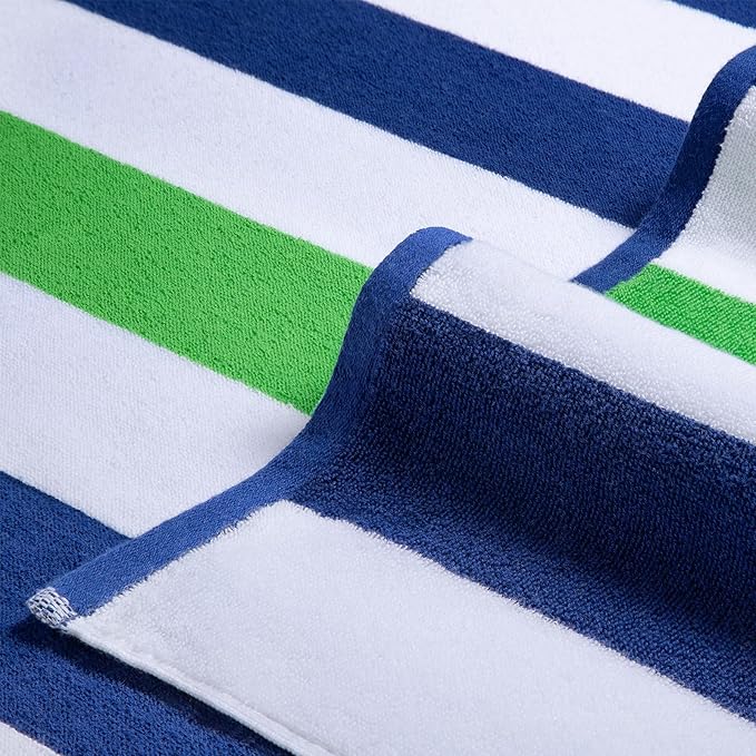 Large Beach Towel Oversized - 40"X70" Big Cute Pool Towel, Extra Large Thick Grassgreen Beach Towels, XL Wide Fluffy Beach Towel Oversize, Giant Stripe Cotton Pool Towel for Adults
