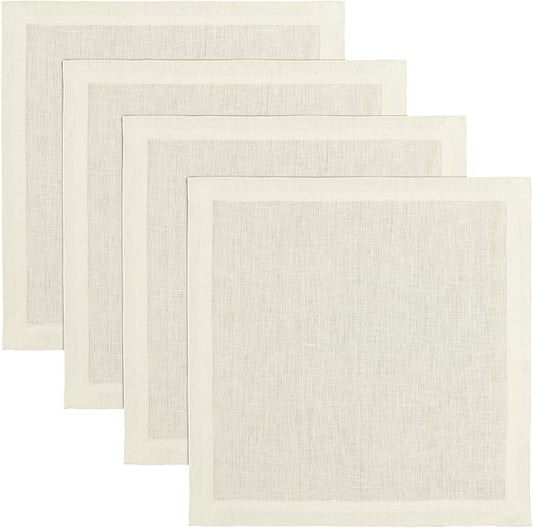 Solino Home Ivory Placemats Set of 4-100% Pure Linen Placemats 14 x 14 Inch for New Year - Fete