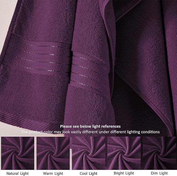 COZYART Purple Hand Towels for Bathroom 4 Pcs, 13x30 Cotton Guest Hands Towel Set Super Soft Highly Absorbent Durable 650 GSM for Daily Use