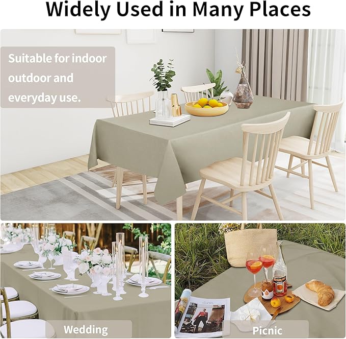 Easy-Going Faux Linen Waterproof Spill-Proof Tablecloth Stain Resistant Rectangle Table Cloth Wrinkle Free Decorative Fabric for Kitchen, Dining, Party, Weddings, Restaurants (60x84 in, Linen)