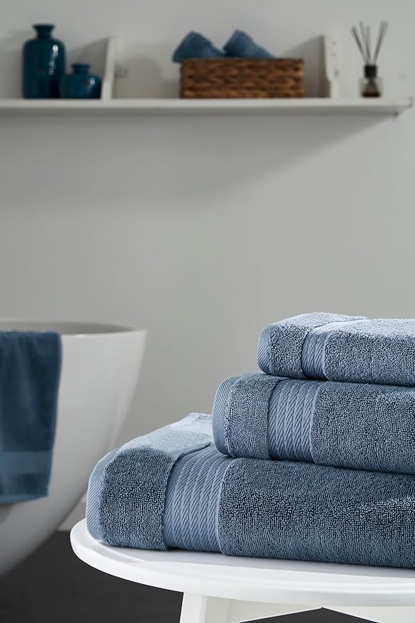 Ozdilek 6-Piece Bath Towel Set, 2 Bath, 2 Hand, 2 Wash, 100% Cotton Turkish Towels, 2 Bath Towels (30x60/550 GSM), 2 Hand Towels (16x30/575 GSM), 2 Washcloths (13x13/600 GSM) (Ocean Blue)