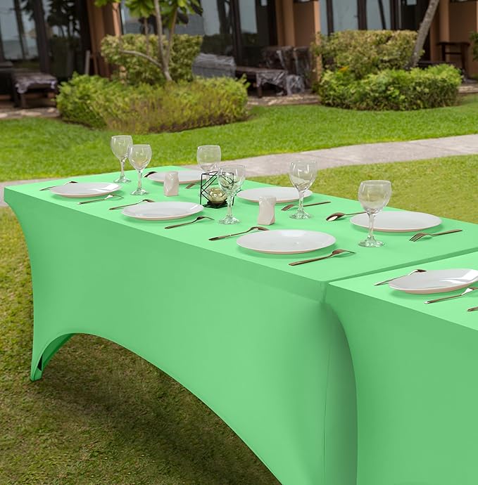 Utopia Kitchen 6FT Spandex Tablecloth [1 Pack, Bright Green] 200 GSM Stretch, Fitted, Washable and Wrinkle Resistant Table Cloth Rectangle Cover for Trade Shows, Wedding, Parties [72Lx30Wx30H Inch]