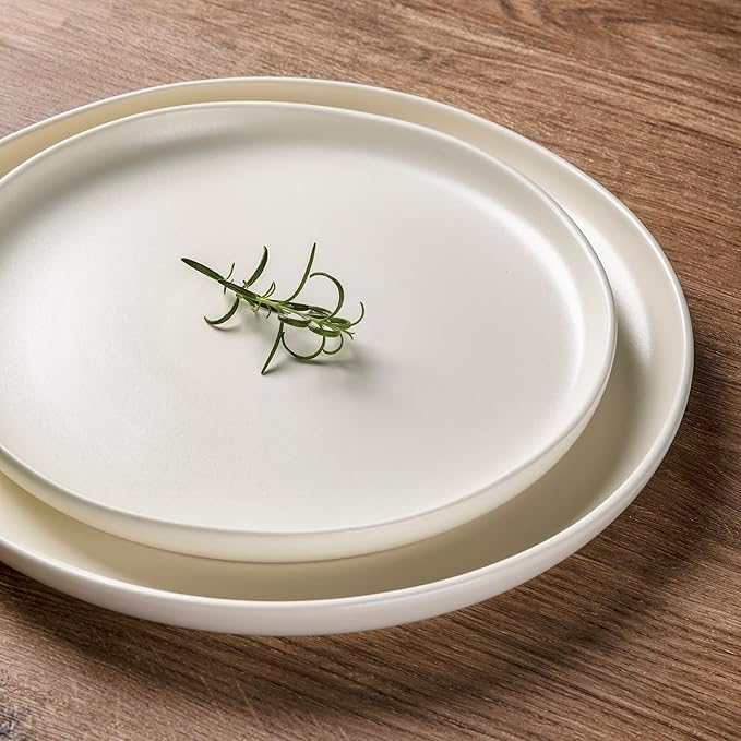 AmorArc Ceramic Dinnerware Sets, Wavy Rim StonewarePlates and Bowls Sets, Highly Chip and Crack Resistant | Dishwasher & Microwave & Oven Safe Dishes set, Service for 8 (24pc)