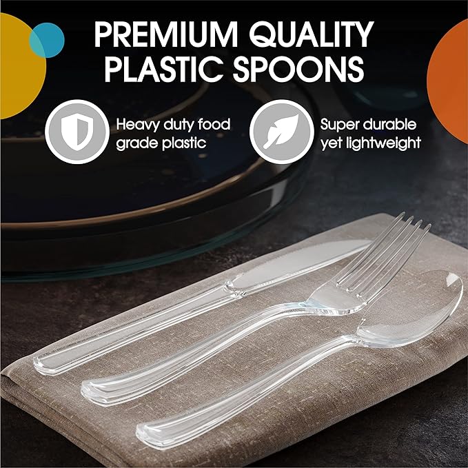 Party Solids Clear Plastic Forks 200 Pieces Clear Forks Disposable Utensils Heavy Duty Plastic Cutlery Set Disposable Cutlery Sets Flatware Sets Silverware Set Party Supplies & Party Tableware