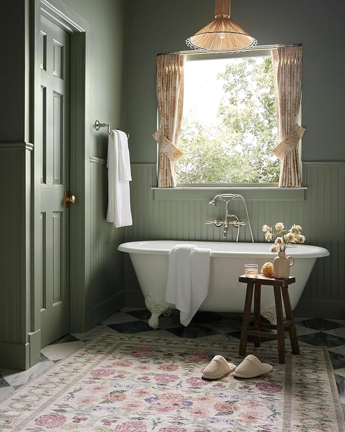 Loloi Rifle Paper Co. Rosa Collection RSA-01 Ivory 3'-9" x 5'-6" Accent Rug