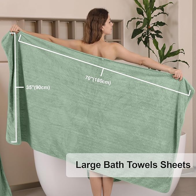 CHINO Bath Towel Set, 2 Oversized Large Towels/2 Hand Towels/4 Washcloths, Quick Dry Towel Soft Absorbent Shower Towel Set Hotel Spa(8 Pack)