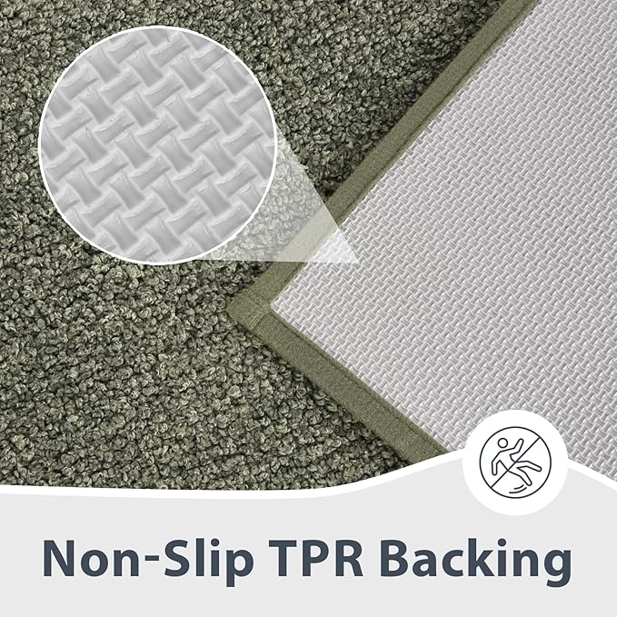 Bathroom Rugs 24" x 60", Non-Slip Extra Soft Absorbent Bath Rugs, Machine Washable Quick Dry Bath Mats for Bathroom Floor, Shower, Bathtub and Sink, Sage Green & Budding Green