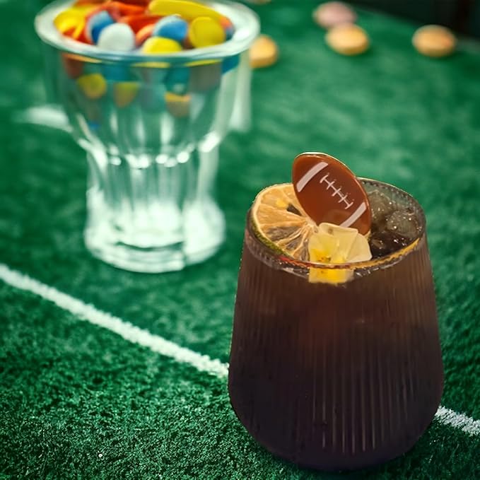 40 count Origami Ripple Unbreakable Stemless Plastic Wine Champagne Whiskey Glasses Elegant Durable Disposable Indoor Outdoor Ideal for Home, Office, Bars, Wedding, Ribbed 12 Ounce Cups (Gold Rim)