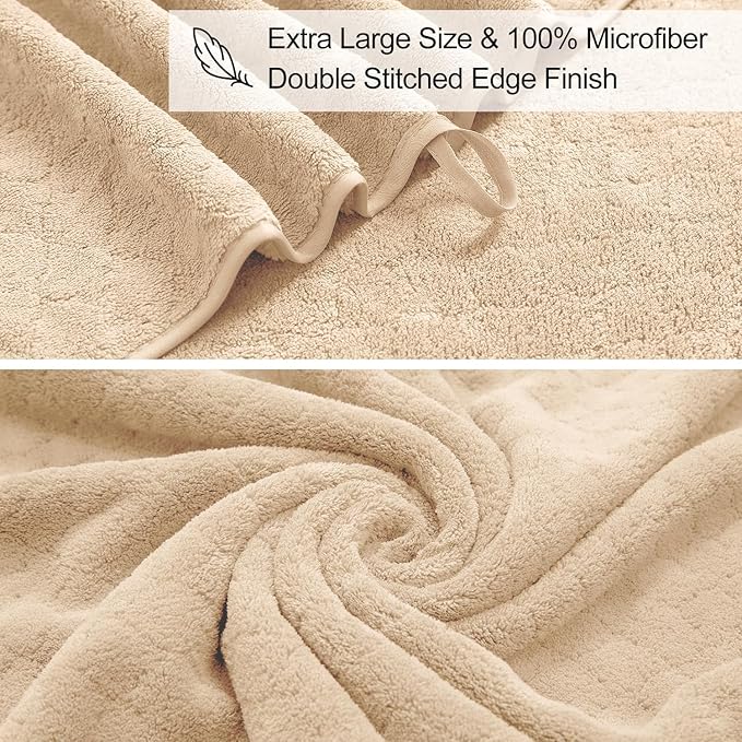 4 Piece Extra Large Bath Towels 35x70 Inches - Luxury 600 GSM Oversized Bath Sheet Towel,Ultra Soft Microfiber - Quick Dry,Highly Absorbent Shower Towels Spa Hotel Bathroom Towel Set (Light Yellow)