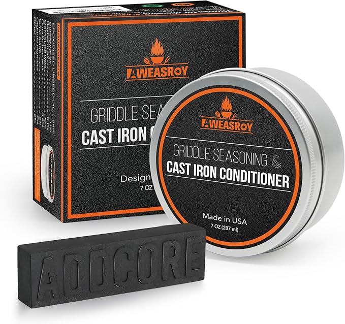 Griddle Seasoning & Cast Iron Seasoning Conditioner 7 OZ Care Kit, with Rust Remover Food Safe Griddle Seasoning for Blackstone, Pans, Carbon Steel – Maintain a Cleaner Non-Stick Skillet