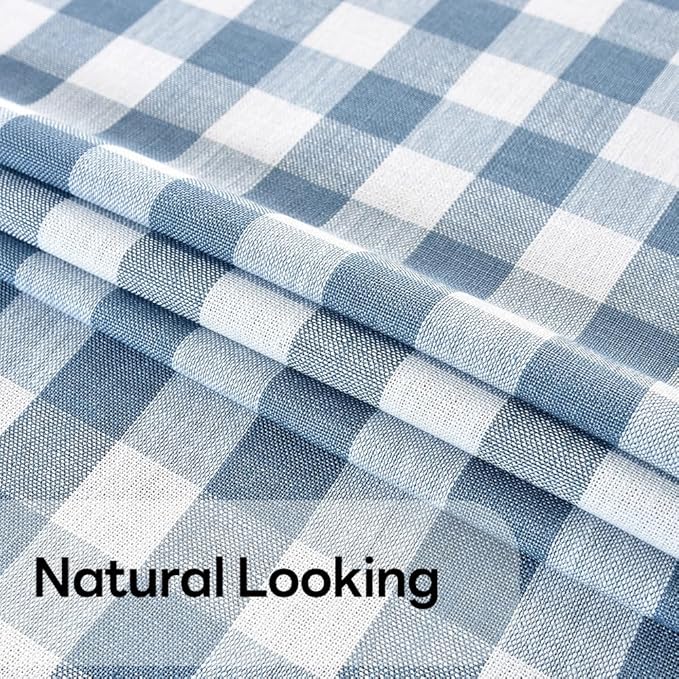 Gingham Tablecloth Rectangle Table Cloth Heavy Duty Cotton Checkered Table Cover for Spring Picnic Kitchen Dining(C-Sky Blue, 52x98 inch)