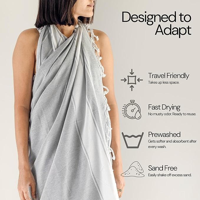 Salt Earth Cotton Turkish Beach Towel, Set of 6-36" X72" Large Bath Towels, Quick Dry Towel, Bathroom, Beach Essentials, Gym, Quick Dry for Shower, Lightweight Large Towels for All (Multicolor)