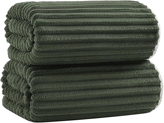40x80 Inches Bath Sheets Towels for Adults Luxury Microfiber Extra Large Bath Towels for Bathroom Super Soft Absorbent Quick Dry with Hanging Loop (Olive Green,2PCS)