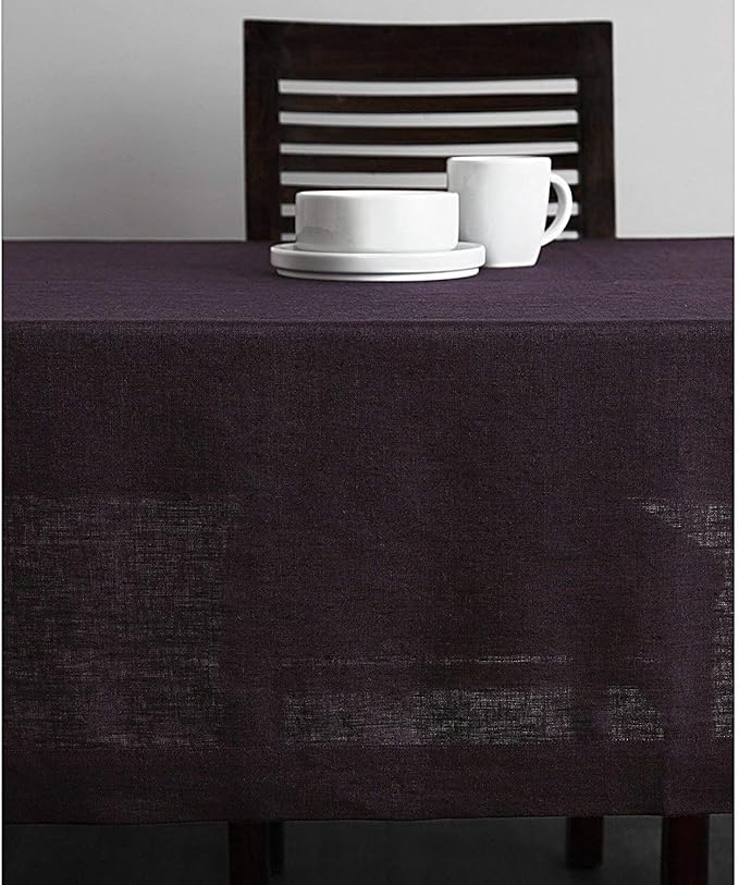 Solino Home Linen Tablecloth 60 x 120 Inch - 100% Pure Linen Grape Table Cloth for Rectangle Tables - Athena, Machine Washable Tablecloth for Winter, Valentines, New Year