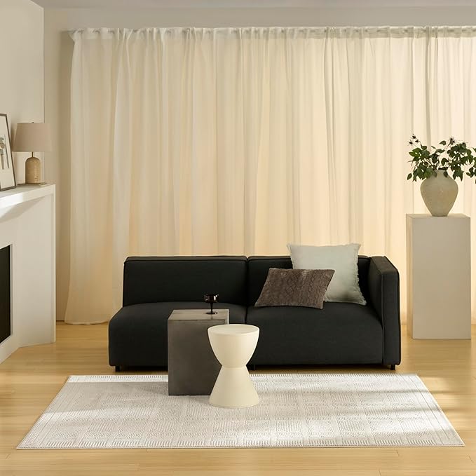 Nourison Home Nordic Ivory Beige 5' x 7' Area Rug - Easy Clean, Non Shedding, Bed Room, Living Room, Dining Room, Kitchen (5' x 7')