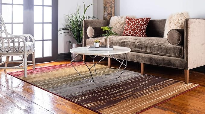 Unique Loom Barista Collection Area Rug - Mundo Nova (7' 10" x 10' Rectangle, Beige/ Blue)
