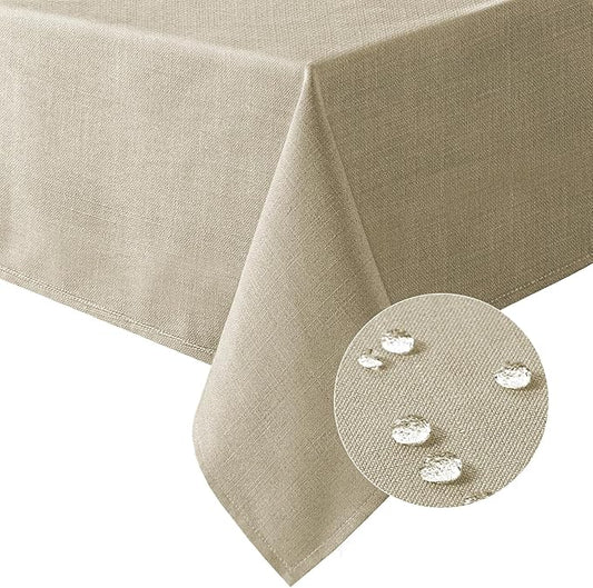 H.VERSAILTEX Linen Textured Table Cloths 54 x 70 Inch Premium Solid Tablecloth Spill-Proof Waterproof Table Cover for Dining Buffet Feature Extra Soft and Thick Fabric Wrinkle Free, Taupe