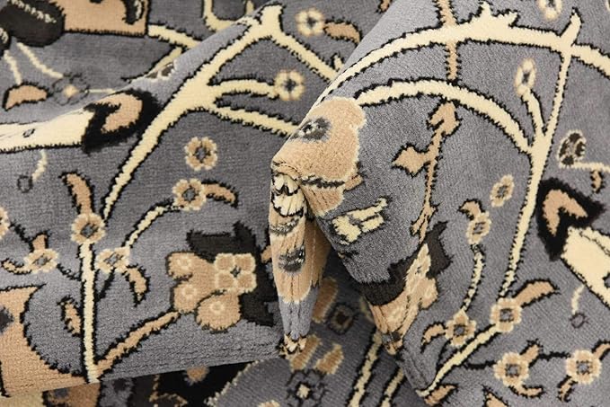 Unique Loom Espahan Collection Area Rug - Cape Cod (7' 10" Square, Dark Gray/ Black)