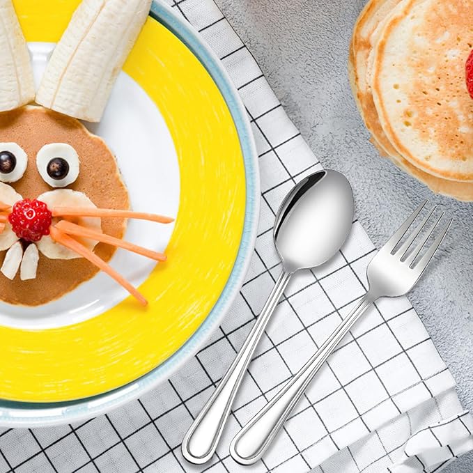 LIANYU 12-Piece Toddler Utensils, Stainless Steel Kids Silverware Set, 6 Kids Spoons and 6 Toddler Forks, Children Child Flatware Cutlery Set for Home Preschools, Dishwasher Safe