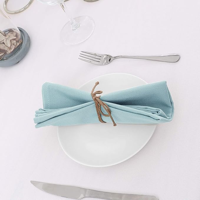H.VERSAILTEX Cloth Napkins Set of 12 (18" X 18") Linen Textured Dinner Napkins Waterproof Extra Soft Thick Durable Reusable Napkins with Hemmed Edges for Dinners, Weddings and Everyday Use, Aqua