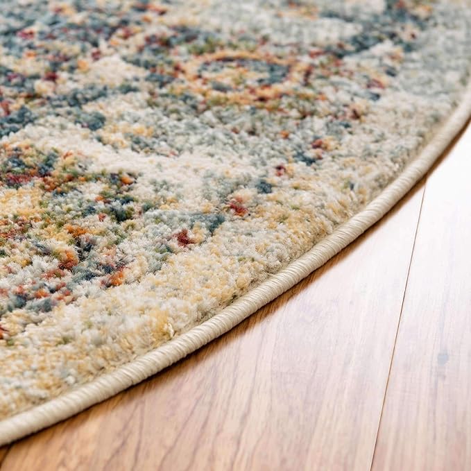 Unique Loom Isabella Collection Area Rug - Adjani (7' 10" Round, Ivory/ Beige)