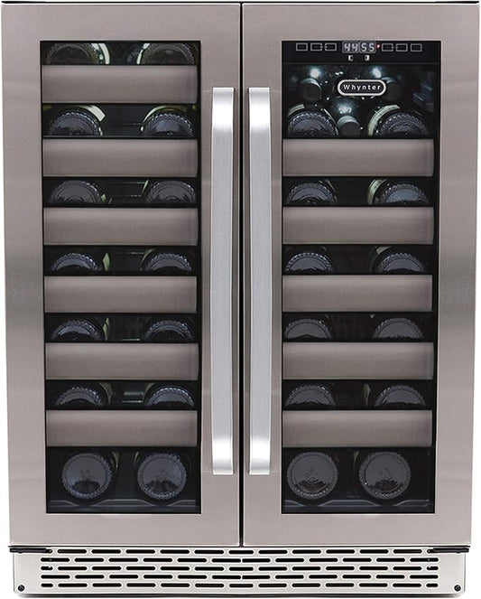 Whynter BWR-401DS Elite 40-Bottle Seamless Stainless Steel Door Dual Zone Built-in Wine Refrigerator
