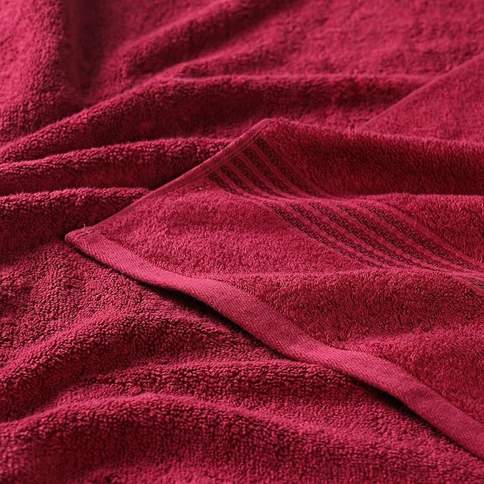 Superior Egyptian Cotton Bath Towel Set, Home Bathroom Towels, Master, Guest Bath, Decor Essentials, Quick Dry, Absorbent, Large Body Towels, Spa, Hotel, Resort, Adult, Kids, Set of 2, Burgundy