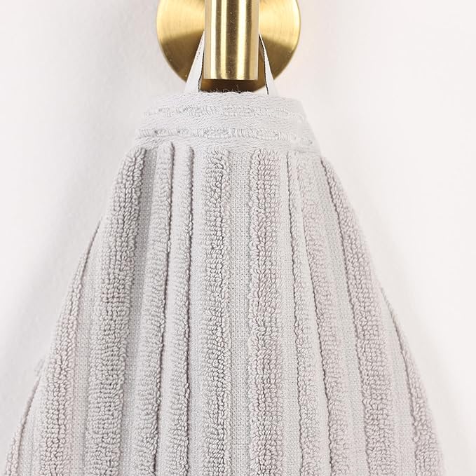 Cotton 2-Piece Solid and Ribbed Bath Towel Set, Bath Towels- 27" x 54", Silver by Superior
