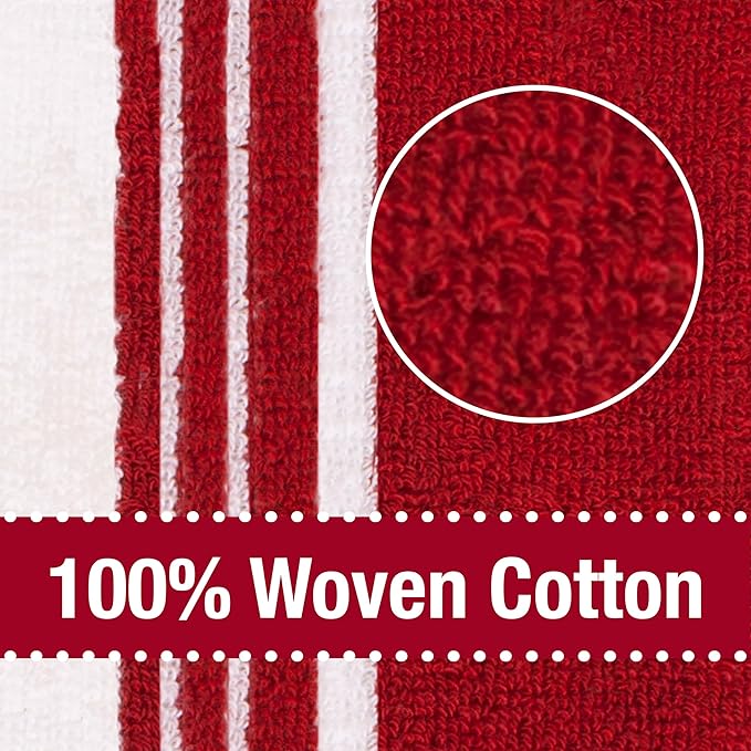 All-Clad Dual-Purpose Kitchen Towels: Highly Absorbent - 100% Cotton, 17"x30" Dish Towels for Cleaning & Drying Dishes & Glassware, 3-Pack, Chili