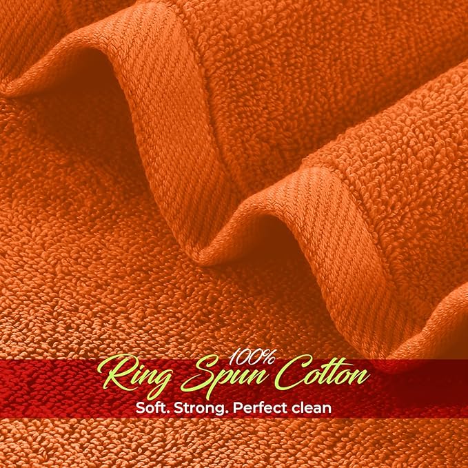 RIVERSIDE 12 Pack Washcloths - 12x12 Inches, 400 GSM, 100% Ring-Spun Cotton - Soft, Absorbent & Durable Face and Body Towels - for Bathroom, Spa, Gym, Makeup Removal & Everyday Use - Orange