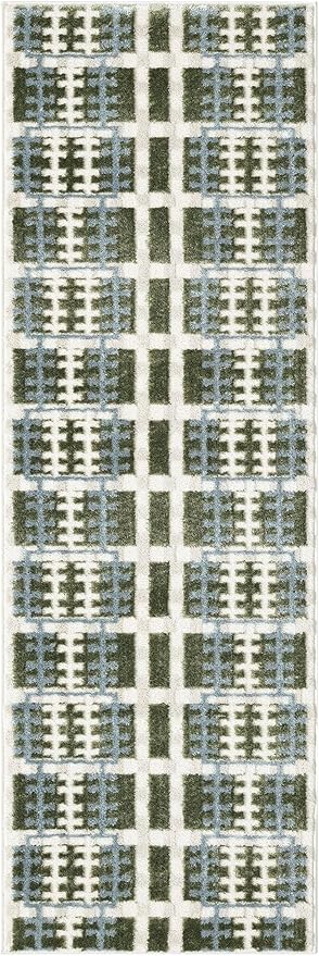 Nourison Home Nordic Blue Green 2' x 6' Area Rug - Easy Clean, Non Shedding, Bed Room, Living Room, Dining Room, Kitchen (6' Runner)
