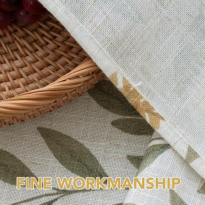 H.VERSAILTEX Linen Table Cloths Floral Printed Tablecloth Spill-Proof Waterproof Table Cover for Dining Buffet Feature Soft and Thick Fabric Wrinkle Free, 60 x 84 Inch, Adela Botanical Motif - Sage