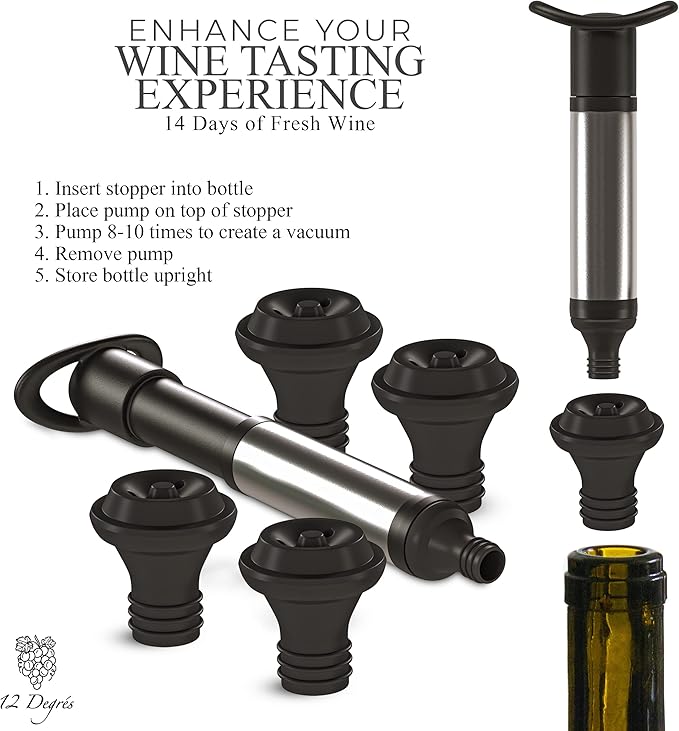 Wine Chiller Set - Perfect Wine Gifts for Women & Men - Stainless Steel Insulated Wine Cooler with Wine Pump, Aerator & 4 Stoppers (White Matte)