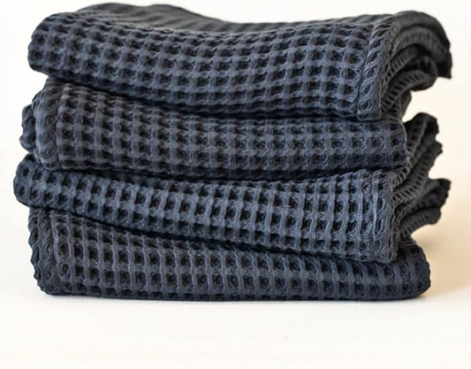 Premium Waffle Hand Towels Pack of 4 Extra Large 20x35 inch - 100% Turkish Cotton, Waffle Weave, Quick Dry, Lint Free, Super Absorbent Hand Bath Towel (Anthracite, Set of 4 Hand Towels)