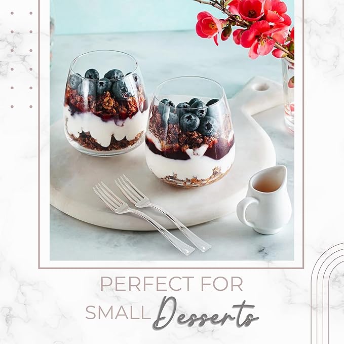 Exquisite Mini Disposable Clear Forks For Desserts - Bulk Pack Of 500 Dessert Forks – Size: 4 Inch - Color: Clear - Real Flatware Look - BPA Free - Food Safe