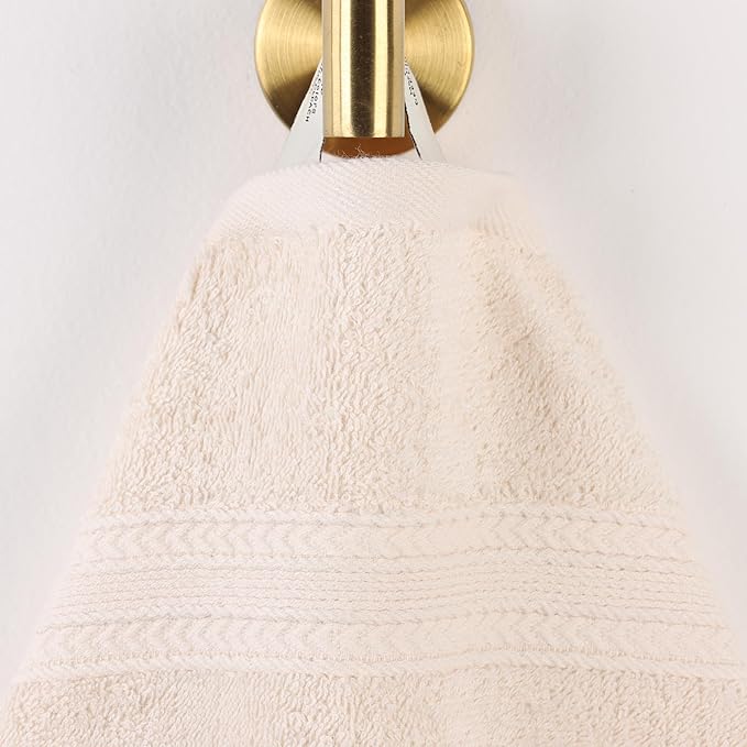 Superior Eco-Friendly Cotton 6-Piece Towel Set, Bathroom, Shower, Spa, Large and Small Assorted Towels for Home, Apartment, Dorm, 2 Bath, 2 Hand, 2 Face/Washcloth, Soft, Highly Absorbent, Ivory
